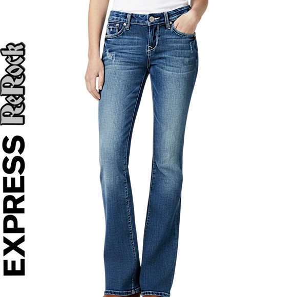 Express Denim - NEW Express ReRock Women’s Jeans, Retro Slim Bootcut, Distressed, Sanded Size 0R